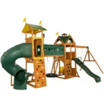 KidKraft Mockingbird View Wooden Swing Set / Playset with Tower, Hoop, Tunnel and Tire Swing - Image 4