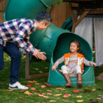 Ranger Retreat Wooden Swing Set/Playset with Tent, Tube Slide and 3-Swings - Image 3